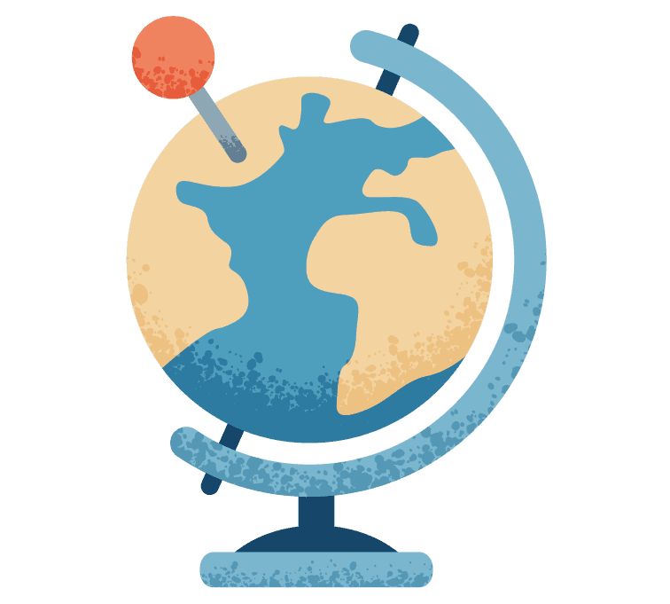 illustration de broche sur un globe