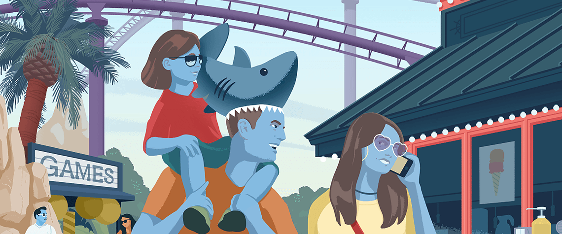 Illustration - Family at theme park